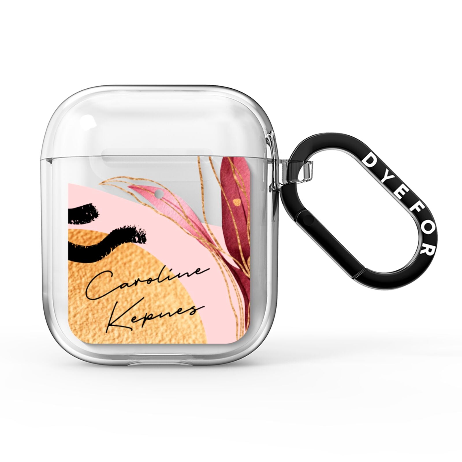 Personalised Tropical Red Leaf AirPods Clear Case