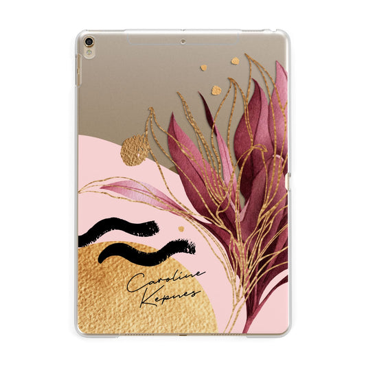 Personalised Tropical Red Leaf Apple iPad Gold Case