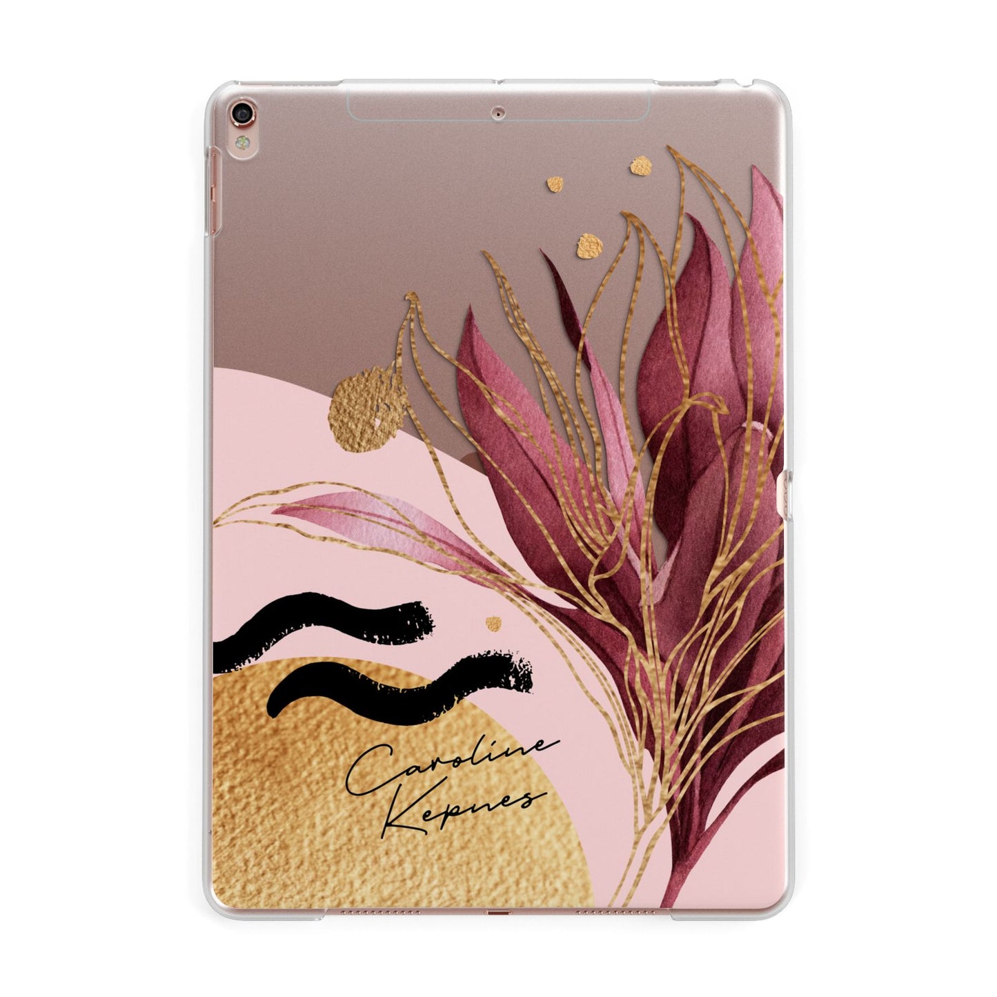 Personalised Tropical Red Leaf Apple iPad Rose Gold Case