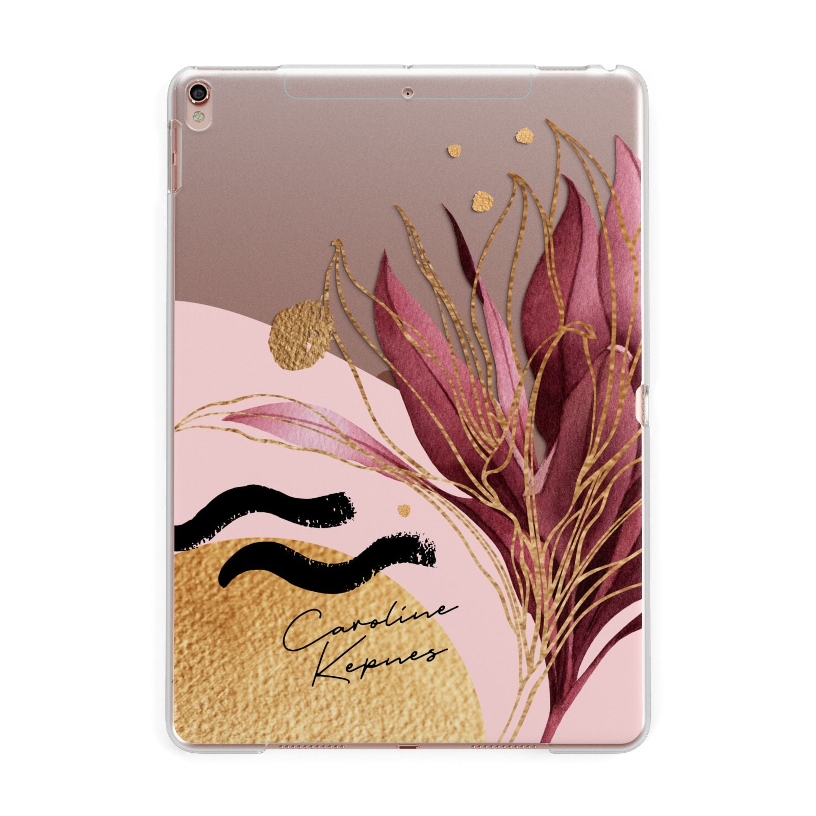 Personalised Tropical Red Leaf Apple iPad Rose Gold Case