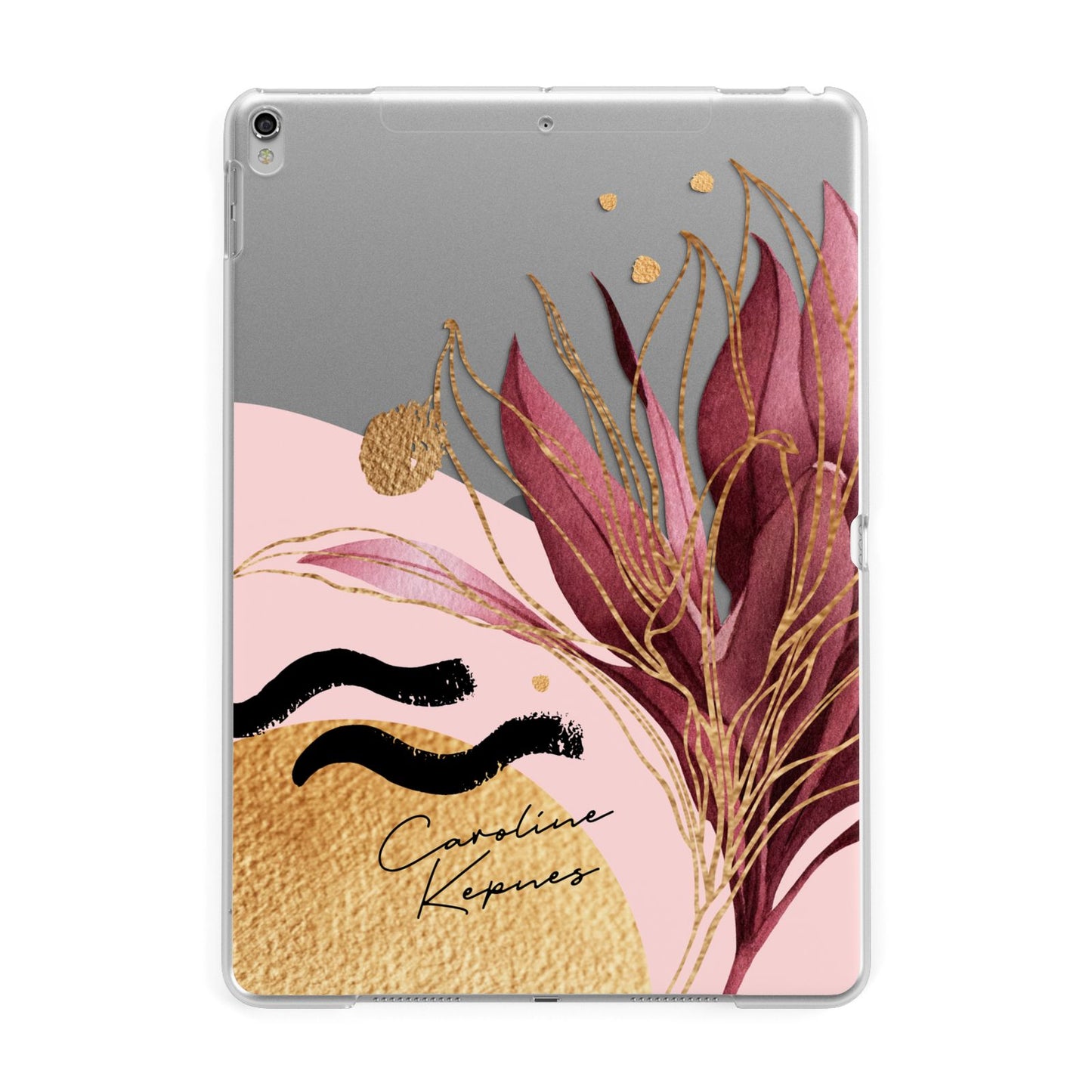 Personalised Tropical Red Leaf Apple iPad Silver Case