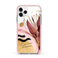 Personalised Tropical Red Leaf Apple iPhone 11 Pro in Silver with Pink Impact Case