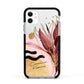 Personalised Tropical Red Leaf Apple iPhone 11 in White with Black Impact Case