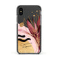 Personalised Tropical Red Leaf Apple iPhone Xs Impact Case Black Edge on Black Phone