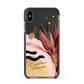 Personalised Tropical Red Leaf Apple iPhone Xs Max Impact Case Black Edge on Black Phone