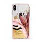 Personalised Tropical Red Leaf Apple iPhone Xs Max Impact Case Pink Edge on Silver Phone