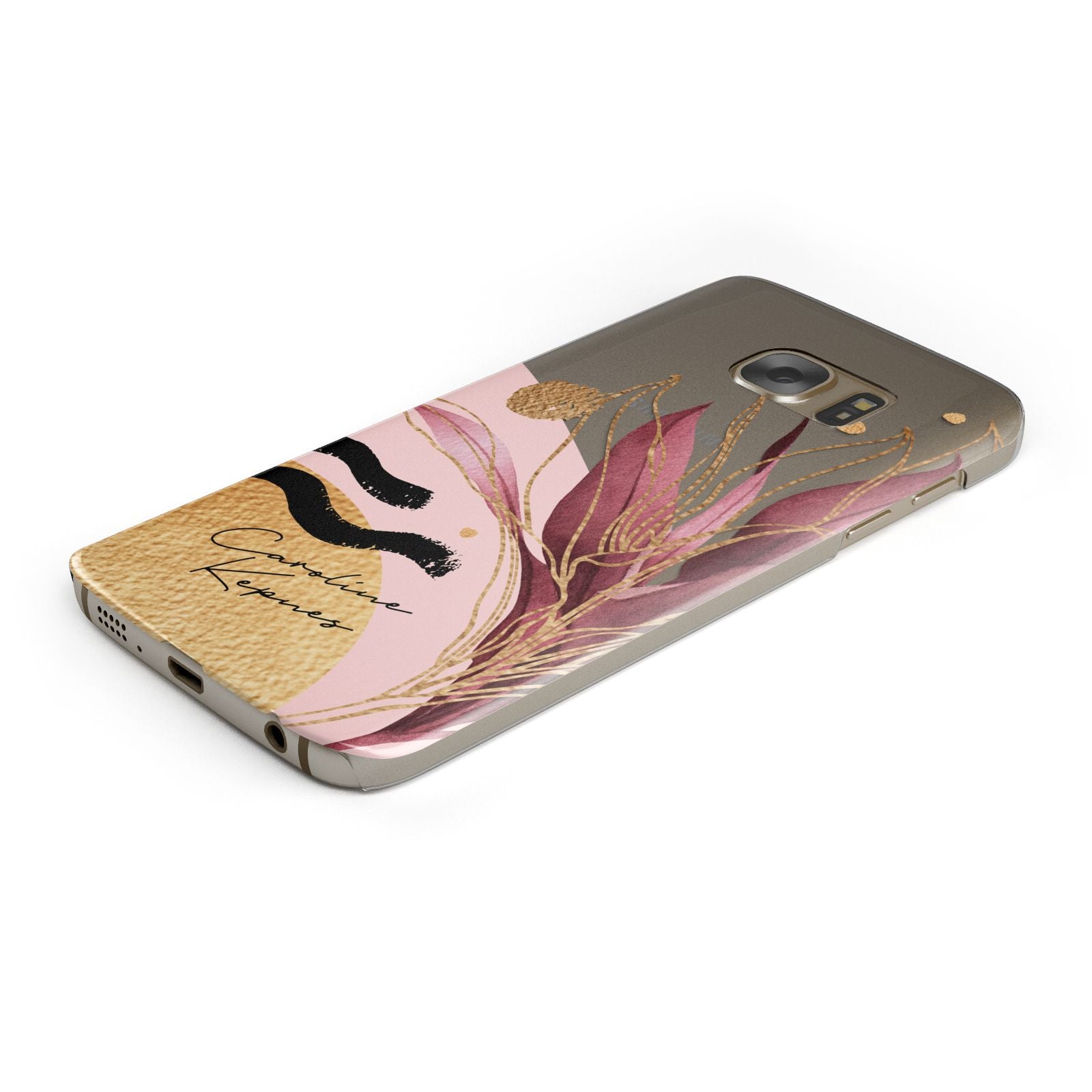 Personalised Tropical Red Leaf Samsung Galaxy Case Bottom Cutout