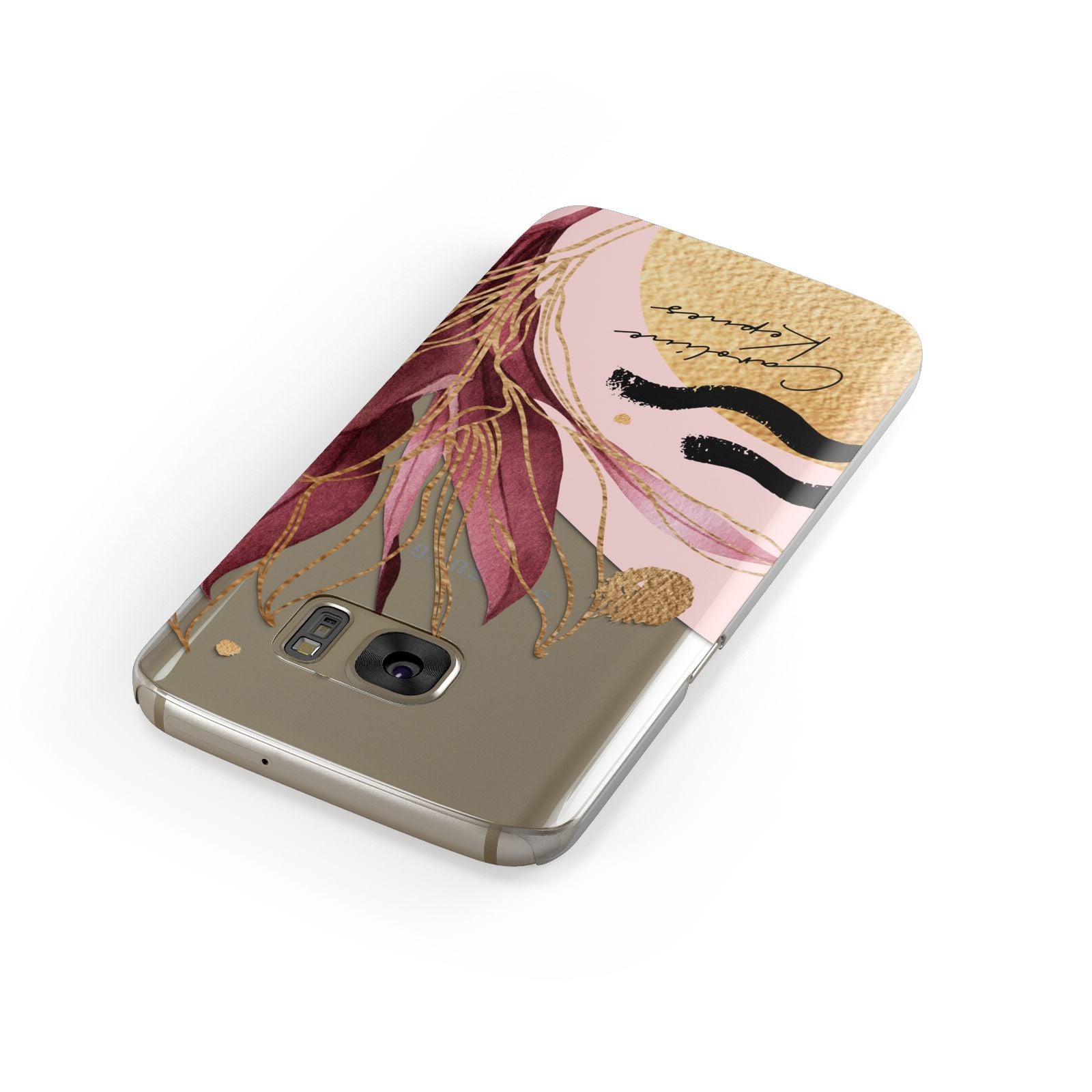 Personalised Tropical Red Leaf Samsung Galaxy Case Front Close Up