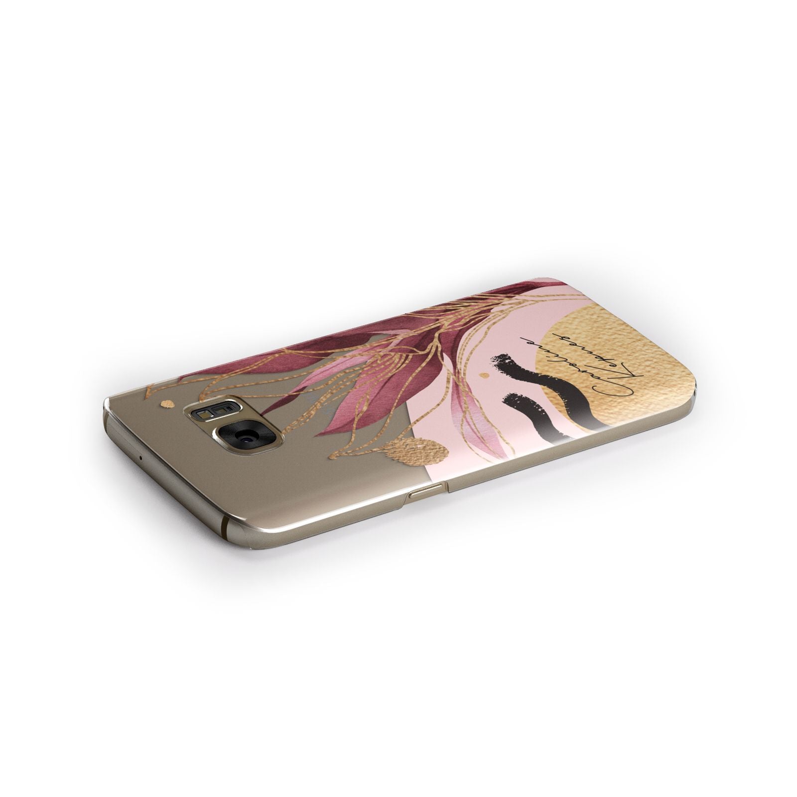 Personalised Tropical Red Leaf Samsung Galaxy Case Side Close Up