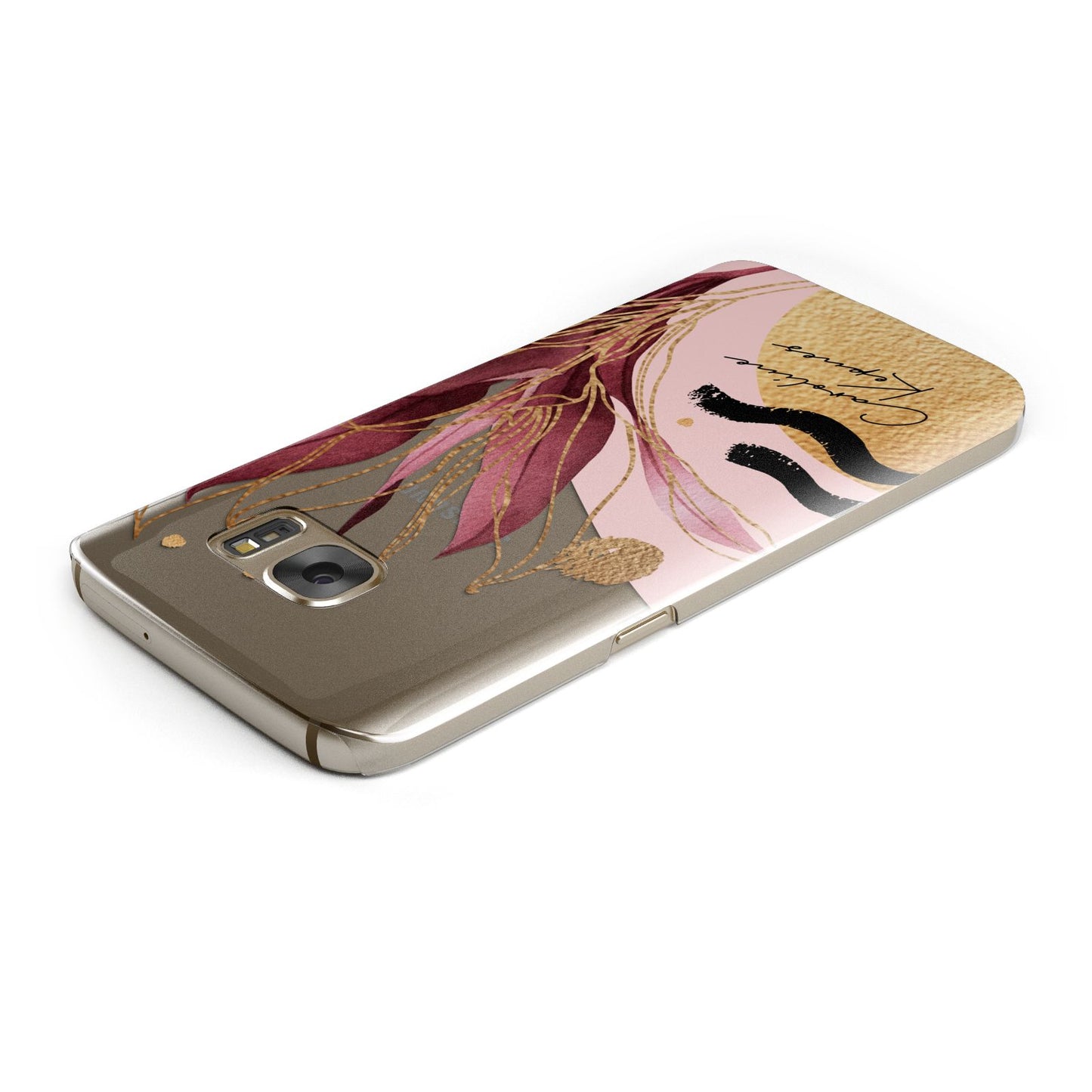 Personalised Tropical Red Leaf Samsung Galaxy Case Top Cutout