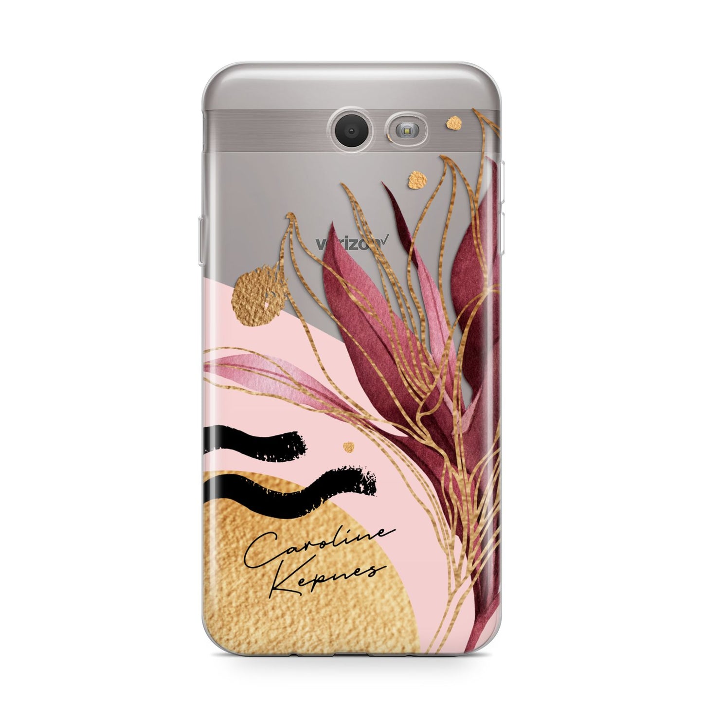Personalised Tropical Red Leaf Samsung Galaxy J7 2017 Case
