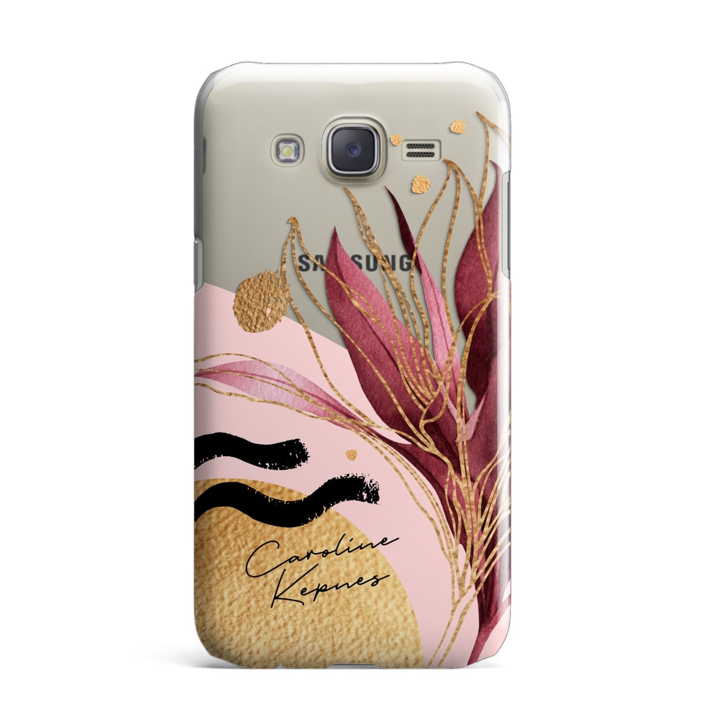 Personalised Tropical Red Leaf Samsung Galaxy J7 Case