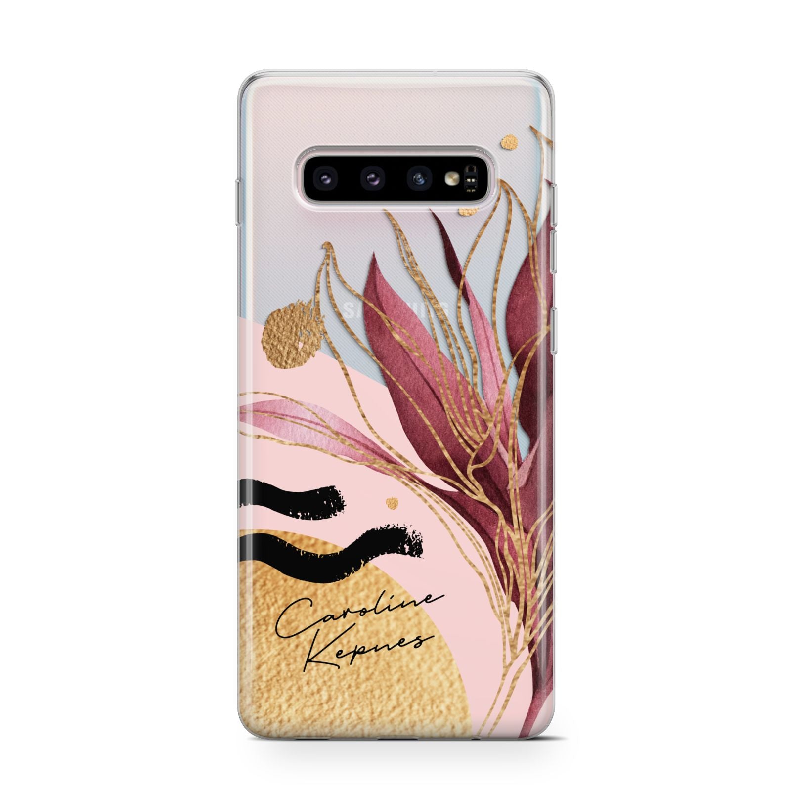 Personalised Tropical Red Leaf Samsung Galaxy S10 Case