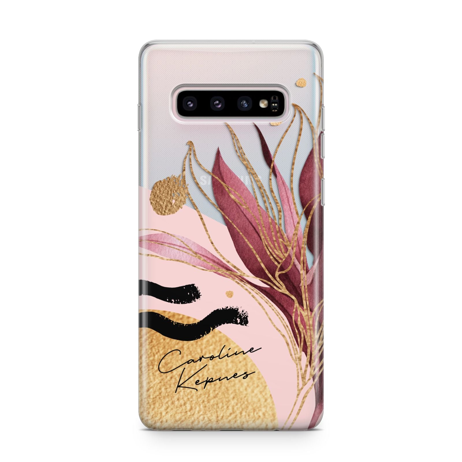 Personalised Tropical Red Leaf Samsung Galaxy S10 Plus Case