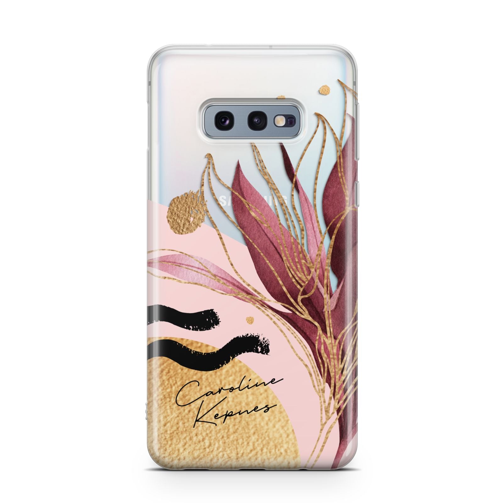 Personalised Tropical Red Leaf Samsung Galaxy S10E Case