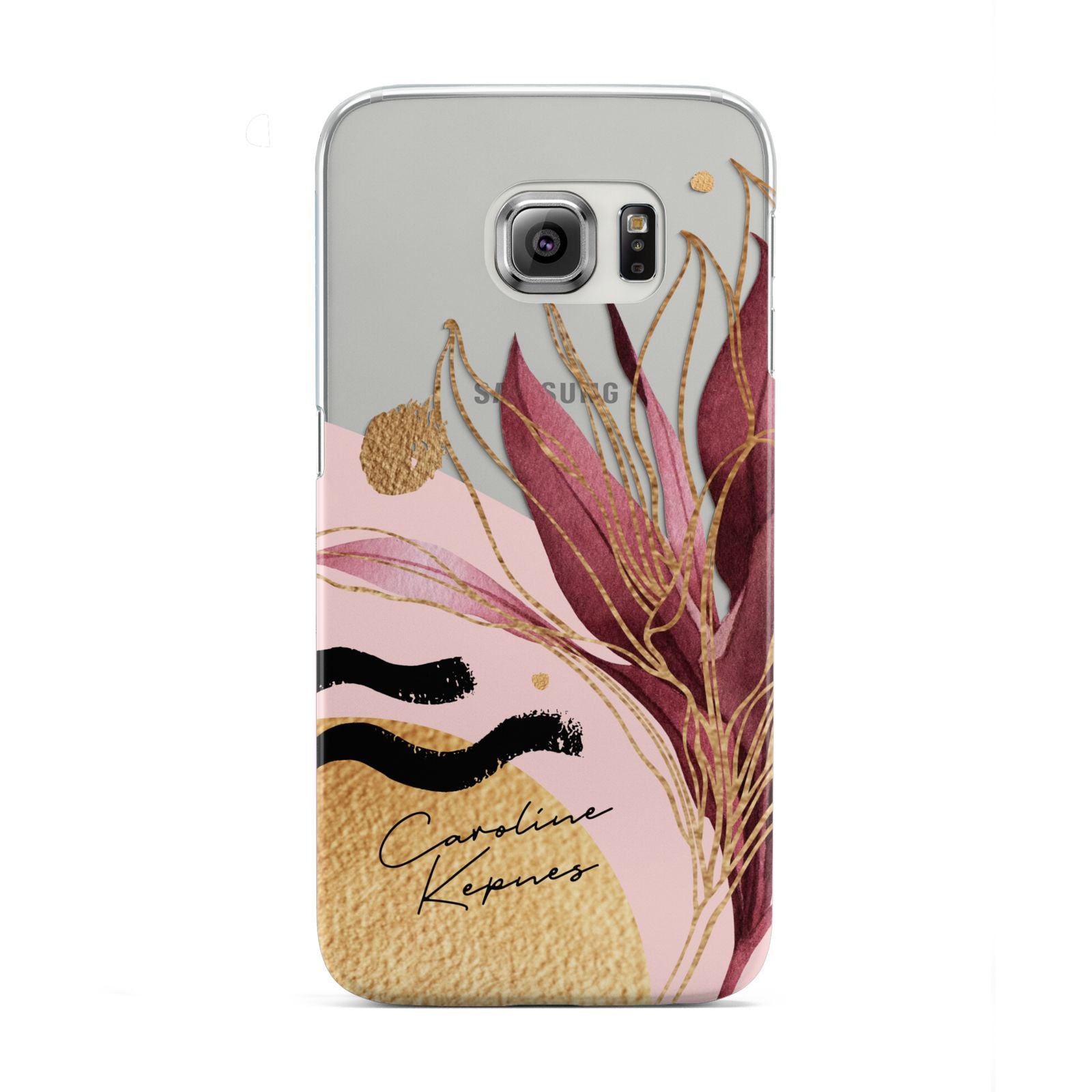Personalised Tropical Red Leaf Samsung Galaxy S6 Edge Case