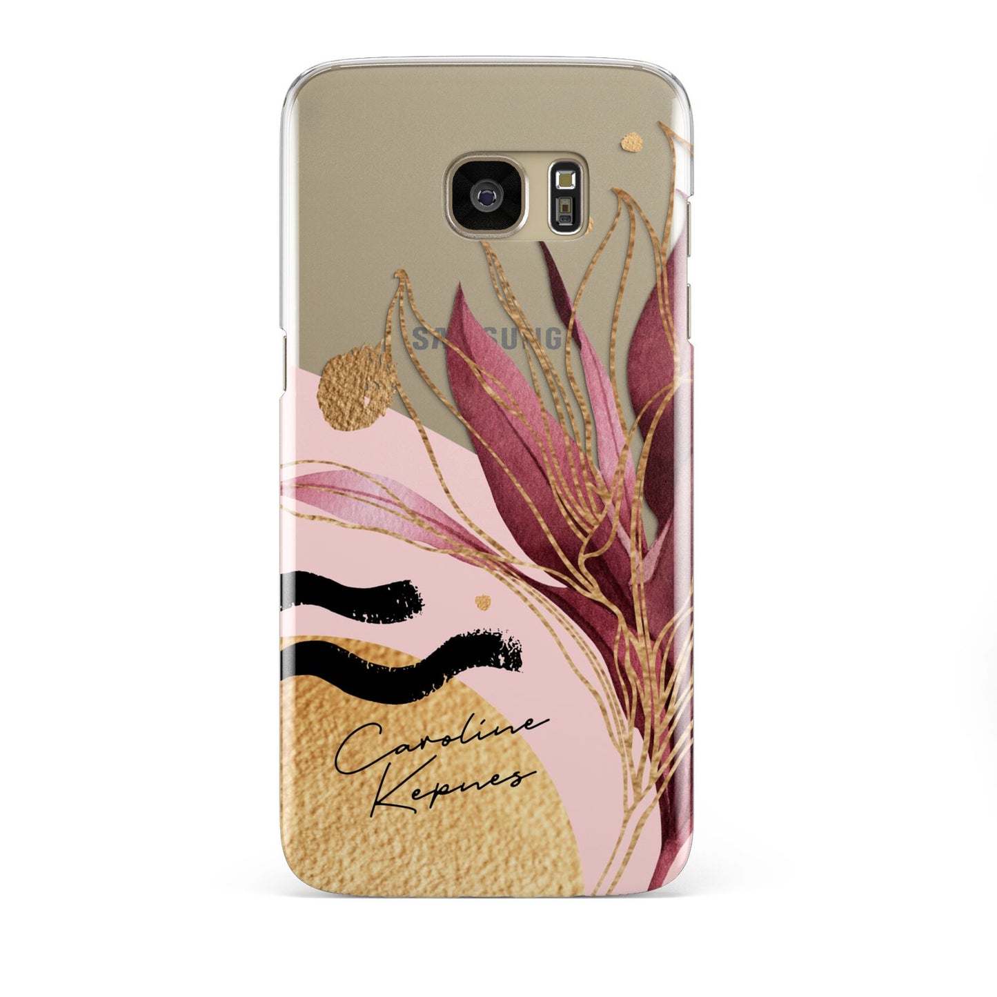 Personalised Tropical Red Leaf Samsung Galaxy S7 Edge Case