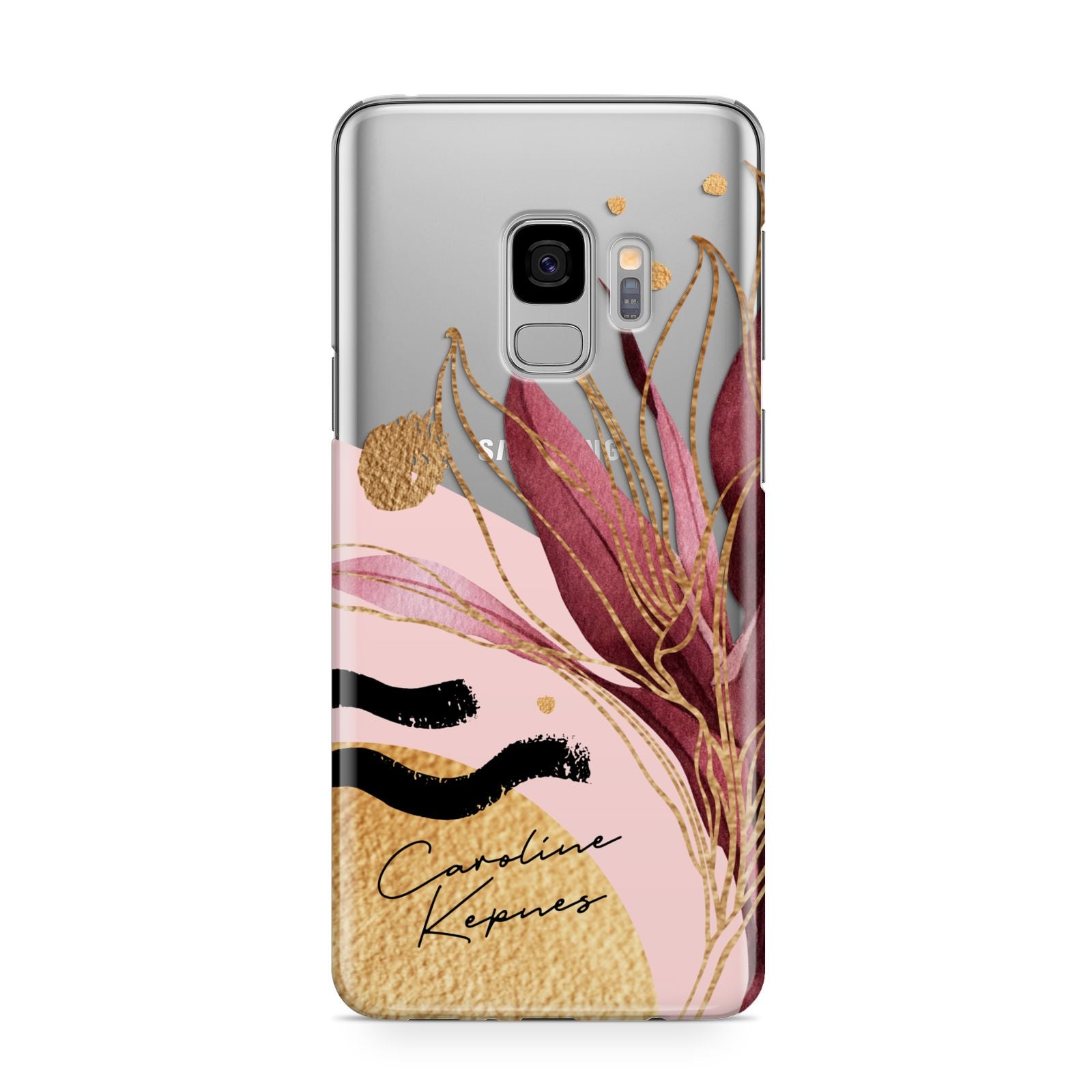Personalised Tropical Red Leaf Samsung Galaxy S9 Case
