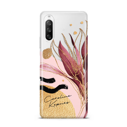Personalised Tropical Red Leaf Sony Xperia 10 III Case