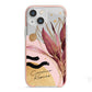 Personalised Tropical Red Leaf iPhone 13 Mini TPU Impact Case with Pink Edges