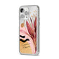 Personalised Tropical Red Leaf iPhone 14 Pro Max Clear Tough Case Silver Angled Image