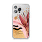 Personalised Tropical Red Leaf iPhone 14 Pro Max Clear Tough Case Silver