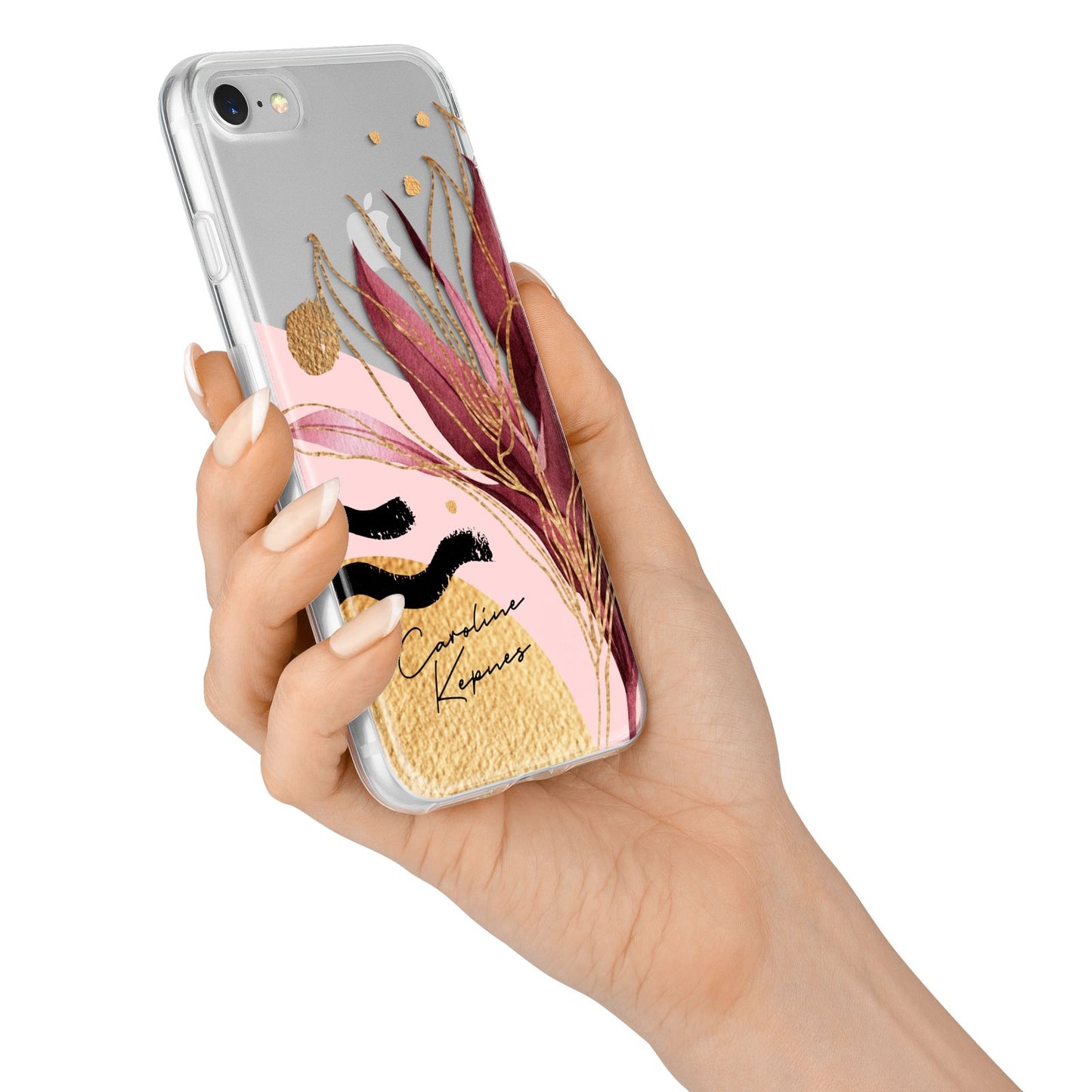 Personalised Tropical Red Leaf iPhone 7 Bumper Case on Silver iPhone Alternative Image