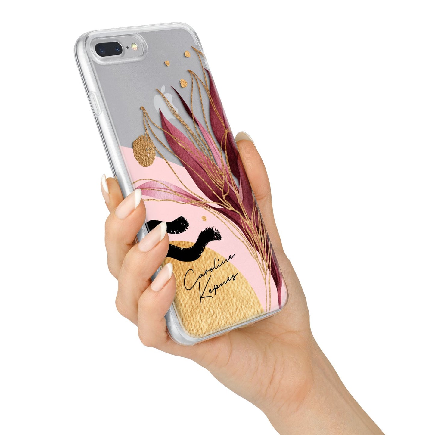 Personalised Tropical Red Leaf iPhone 7 Plus Bumper Case on Silver iPhone Alternative Image