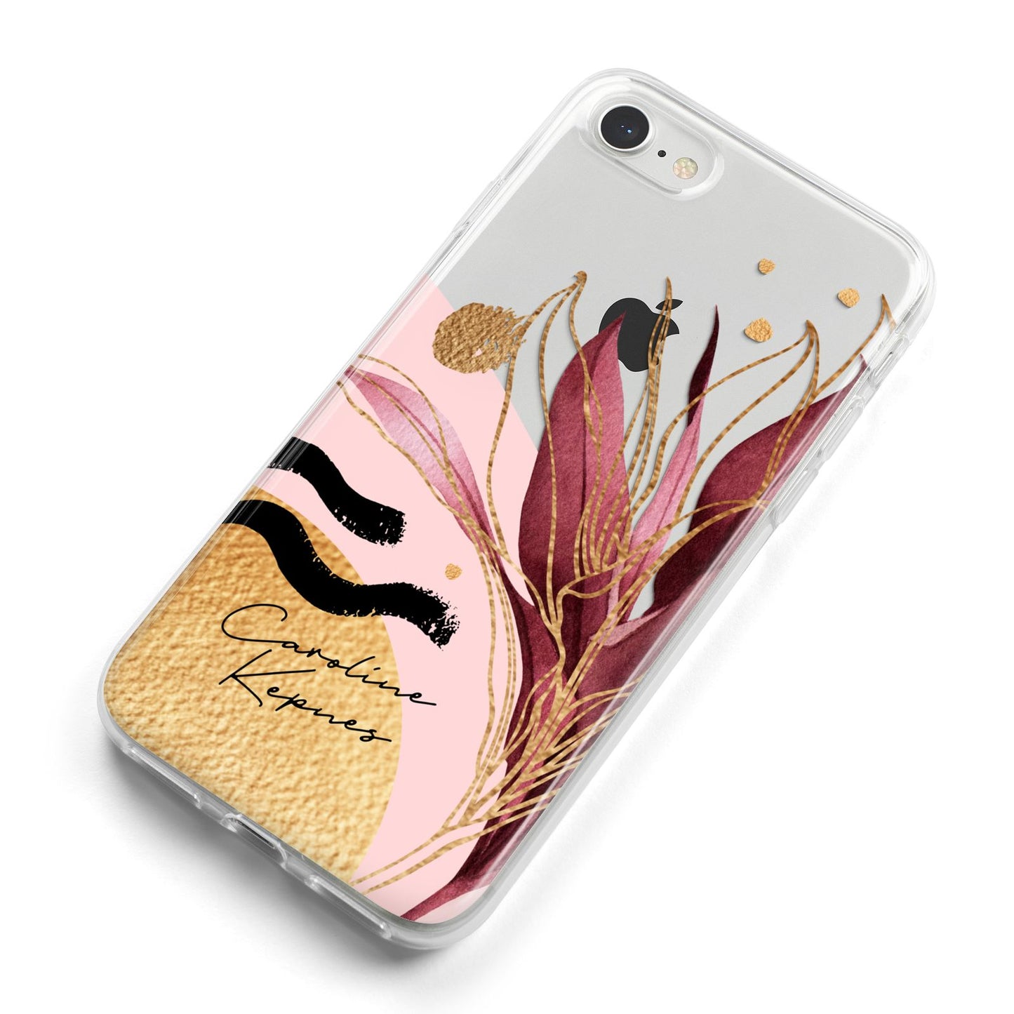 Personalised Tropical Red Leaf iPhone 8 Bumper Case on Silver iPhone Alternative Image
