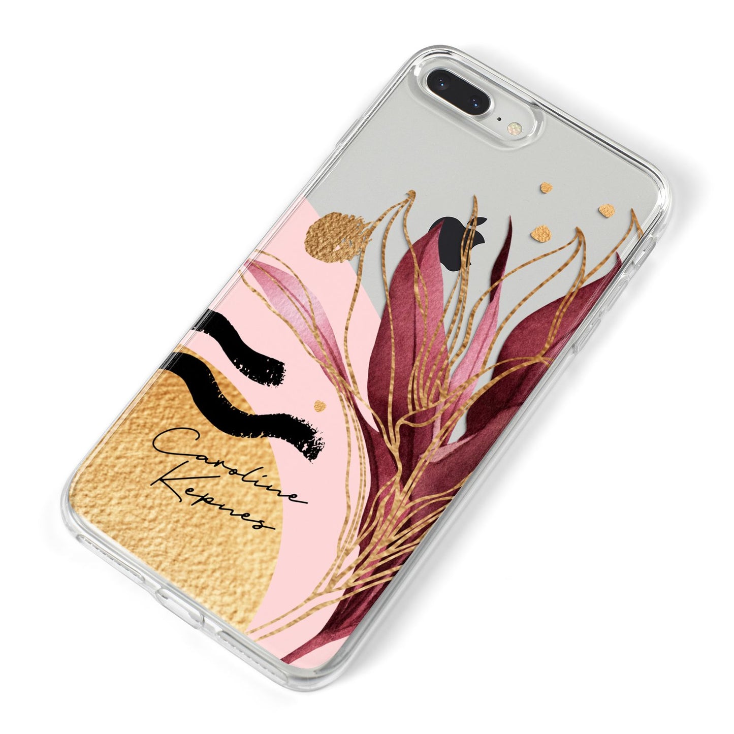Personalised Tropical Red Leaf iPhone 8 Plus Bumper Case on Silver iPhone Alternative Image