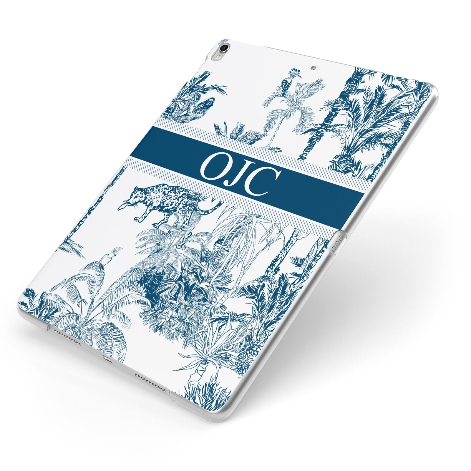 Personalised Tropical Toile Apple iPad Case on Silver iPad Side View