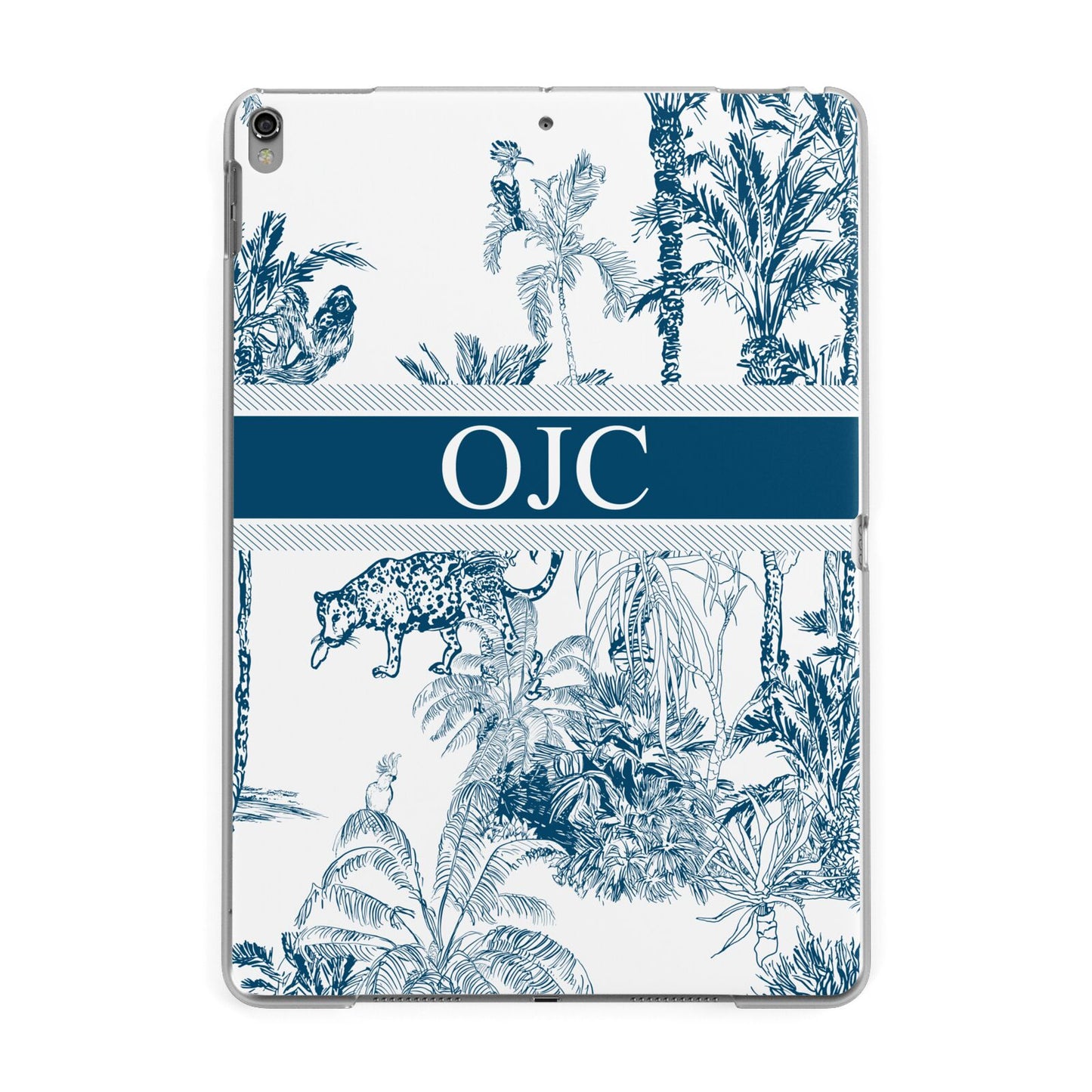 Personalised Tropical Toile Apple iPad Grey Case
