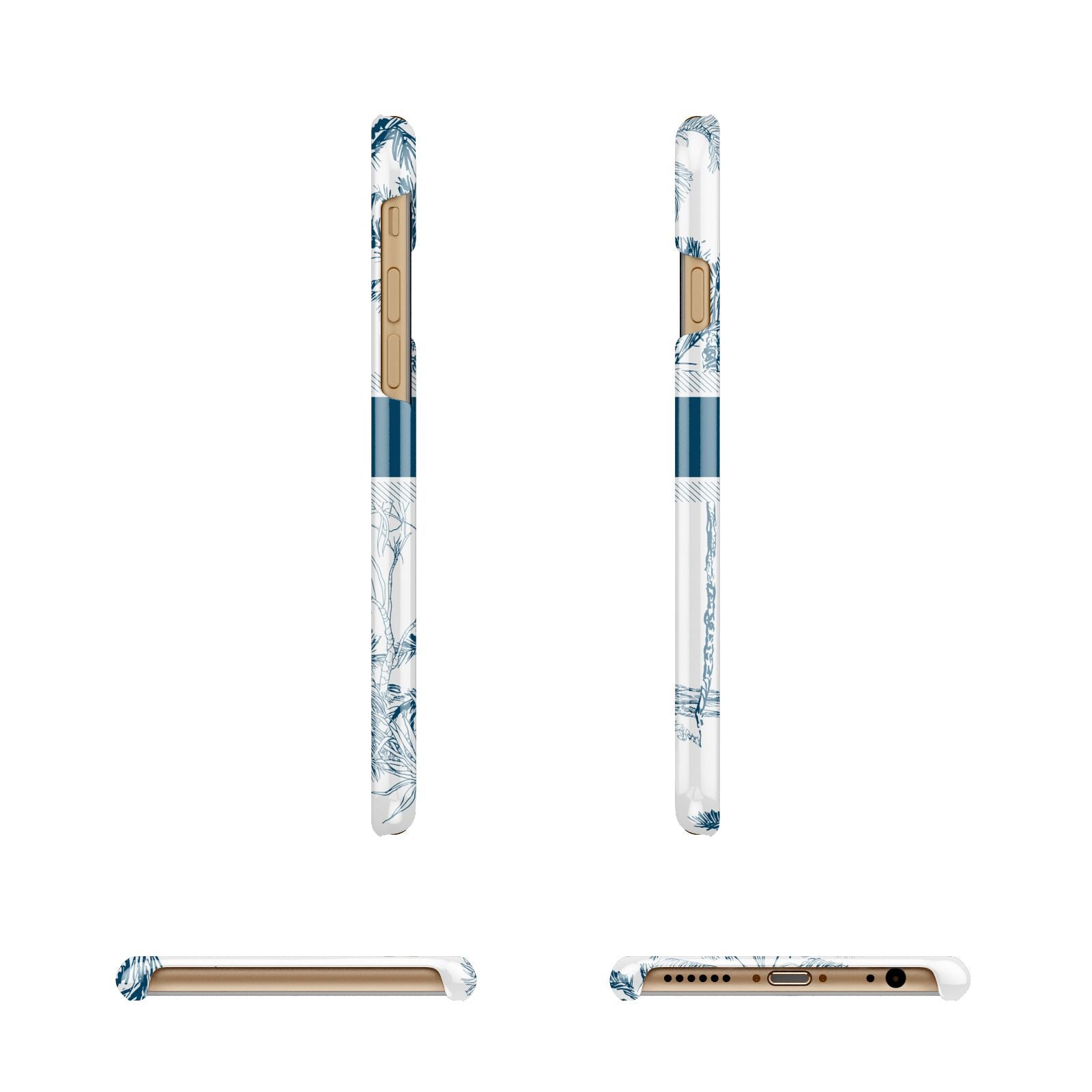 Personalised Tropical Toile Apple iPhone 6 3D Wrap Snap Case Angled Images