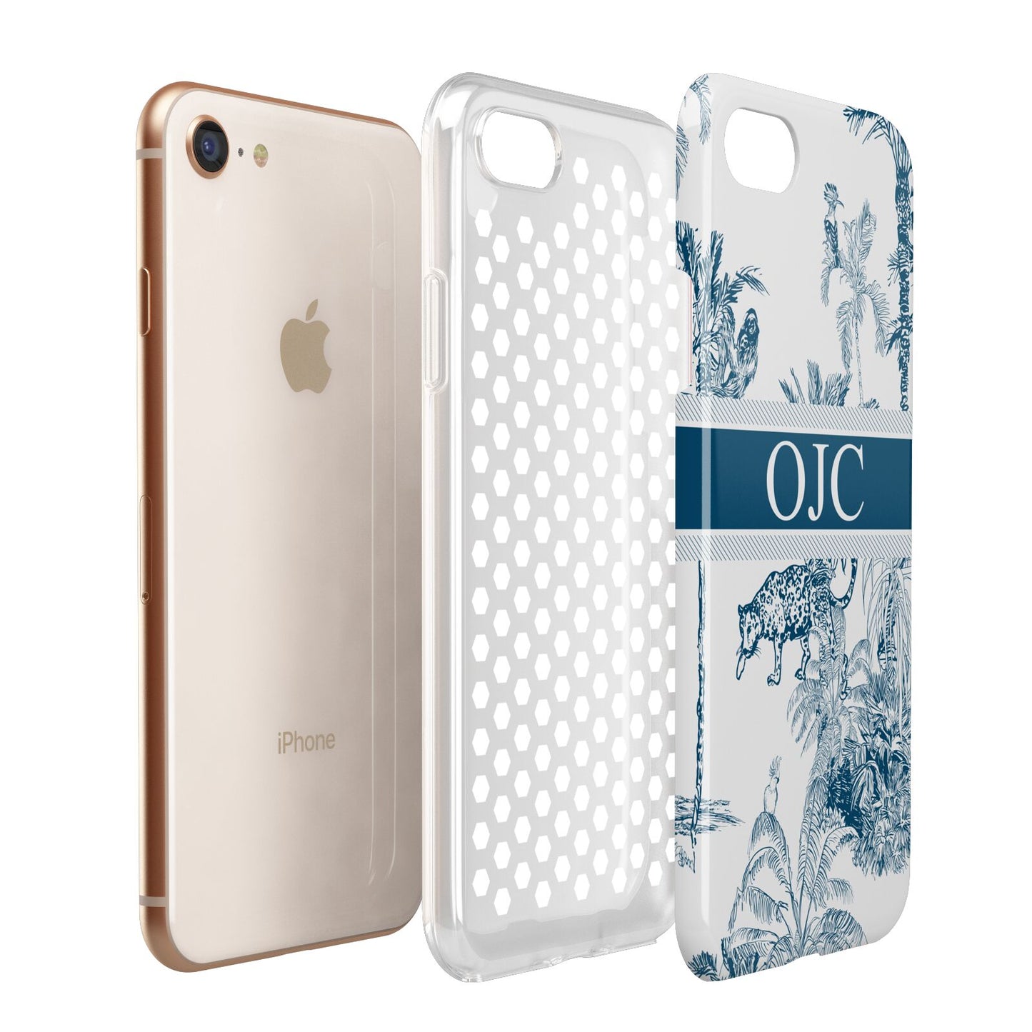 Personalised Tropical Toile Apple iPhone 7 8 3D Tough Case Expanded View