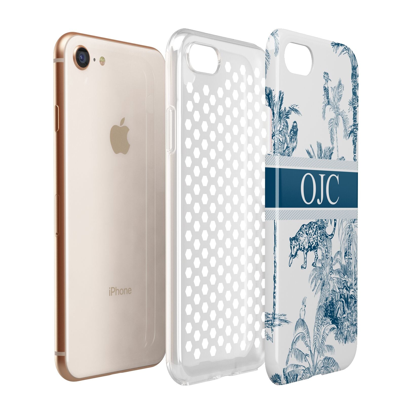 Personalised Tropical Toile Apple iPhone 7 8 3D Tough Case Expanded View