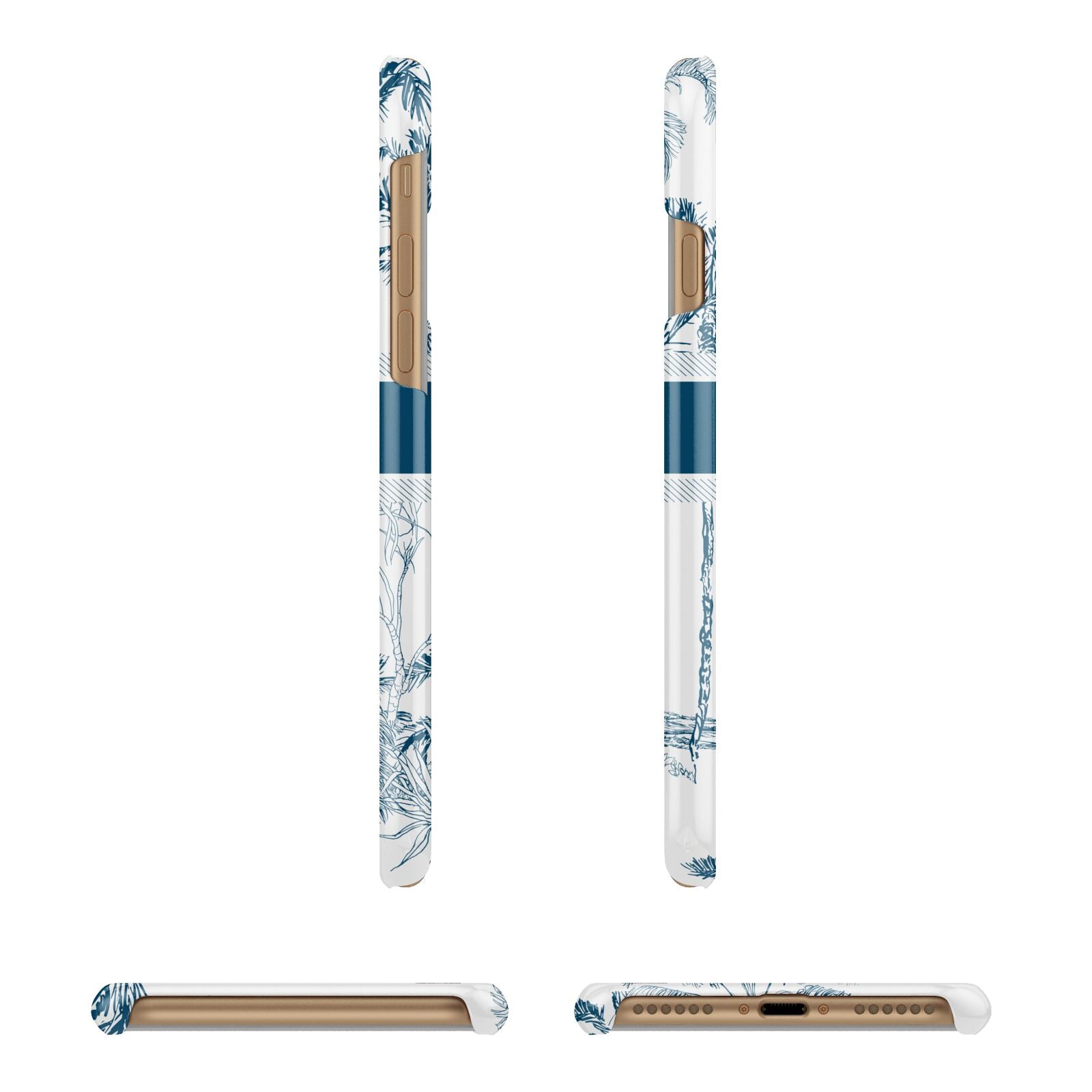 Personalised Tropical Toile Apple iPhone 7 8 3D Wrap Snap Case Angled Images