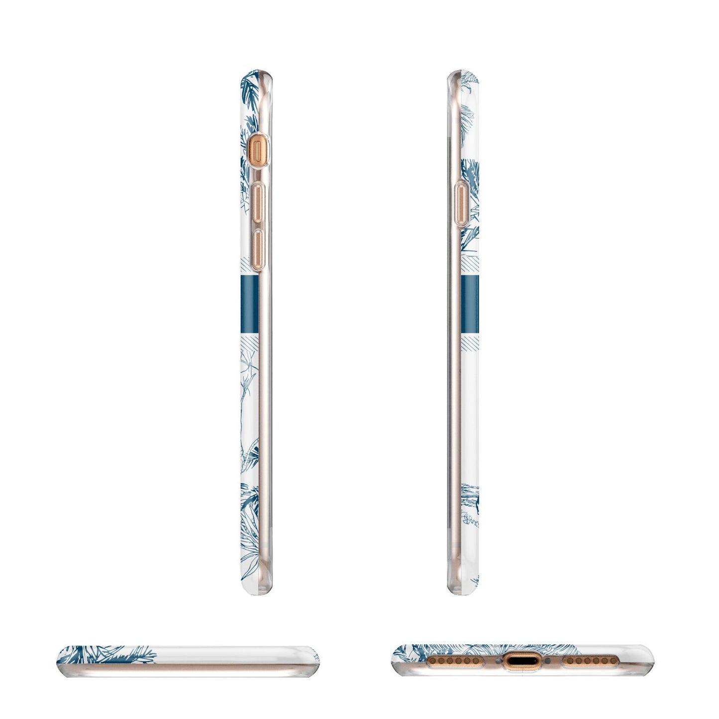 Personalised Tropical Toile Apple iPhone 7 8 3D Wrap Tough Case Alternative Image Angles