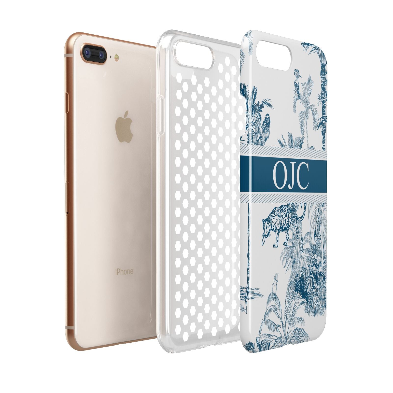 Personalised Tropical Toile Apple iPhone 7 8 Plus 3D Tough Case Expanded View