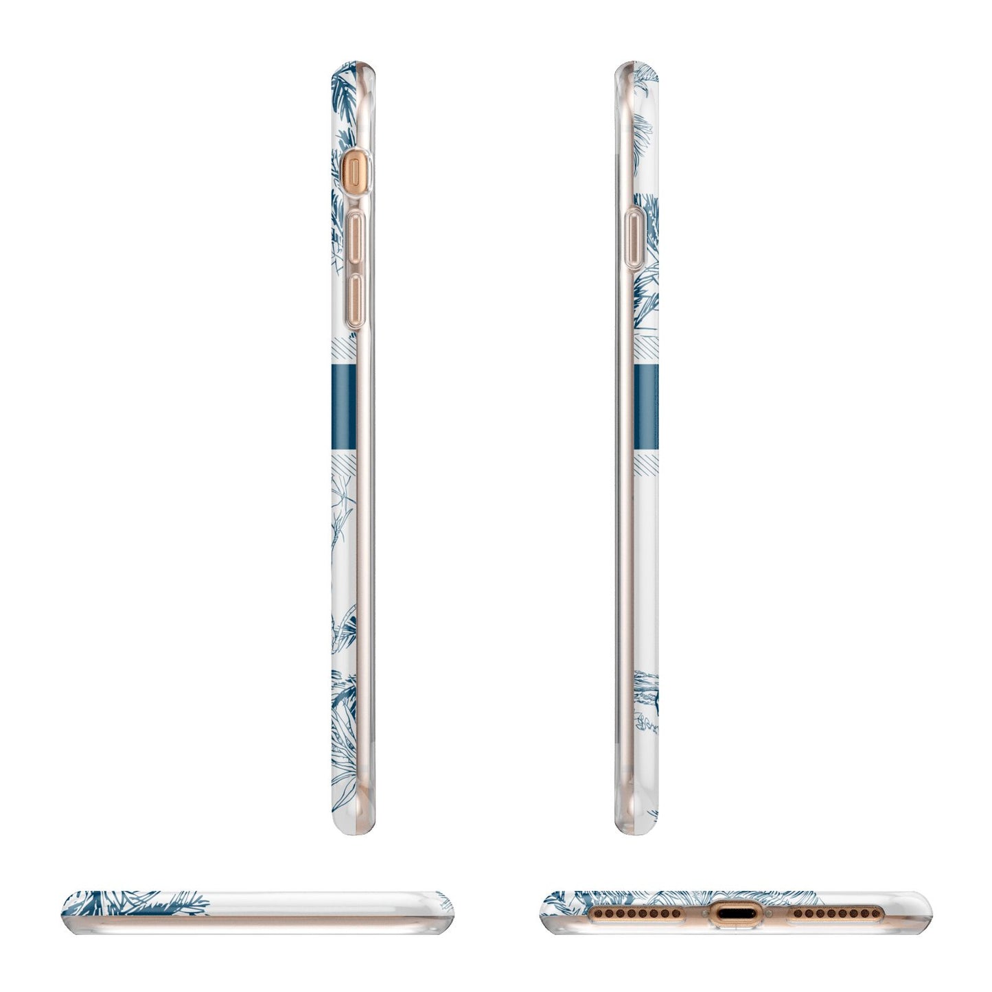 Personalised Tropical Toile Apple iPhone 7 8 Plus 3D Wrap Tough Case Alternative Image Angles