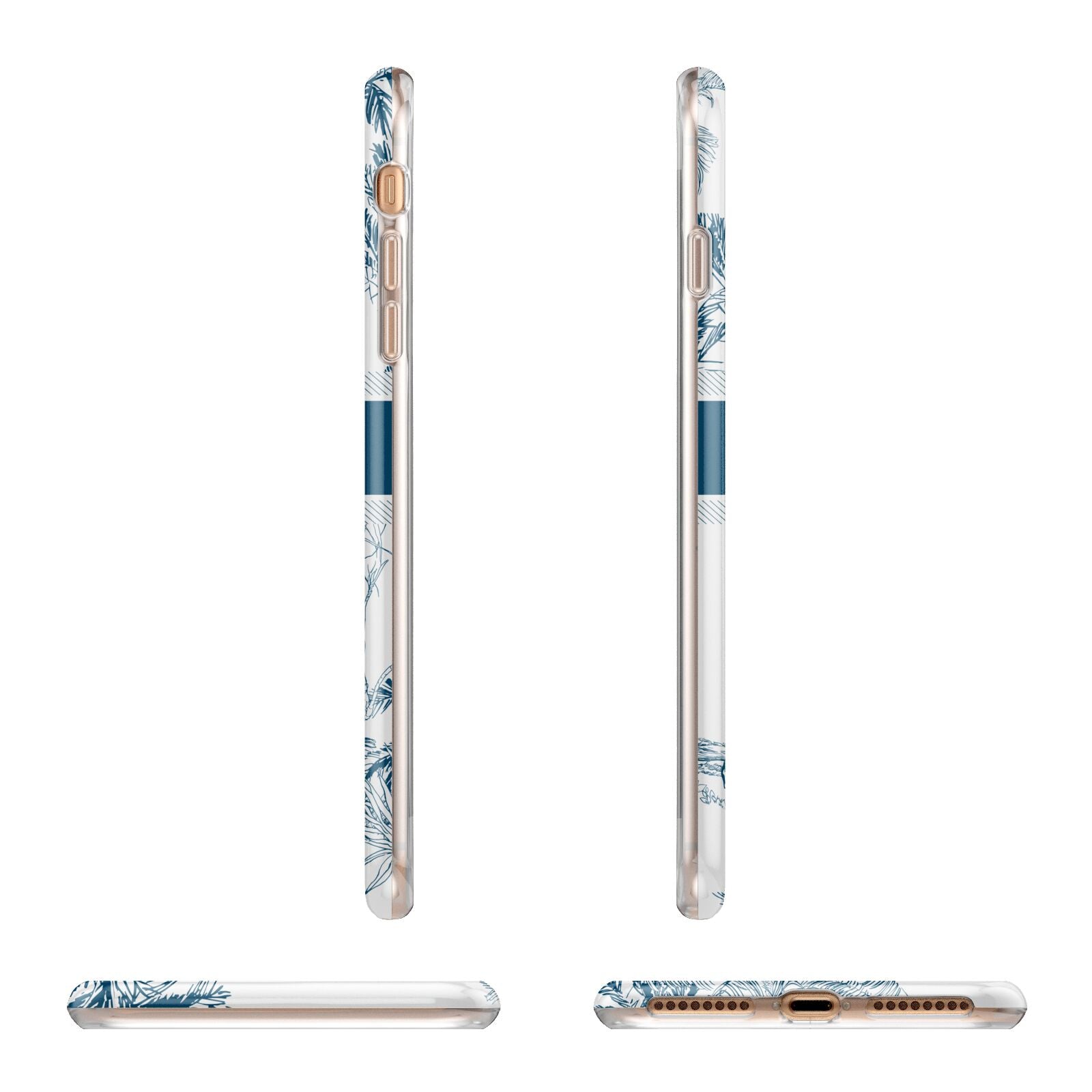 Personalised Tropical Toile Apple iPhone 7 8 Plus 3D Wrap Tough Case Alternative Image Angles