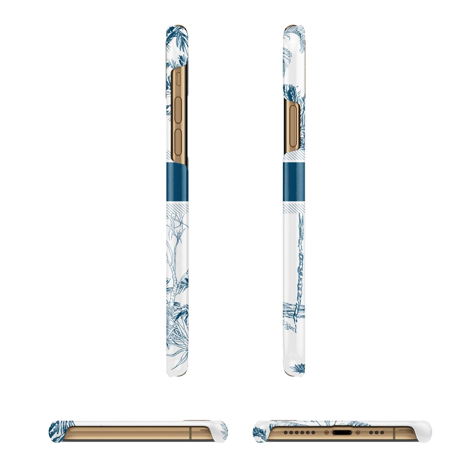 Personalised Tropical Toile Apple iPhone Xs 3D Wrap Snap Case Angled Images