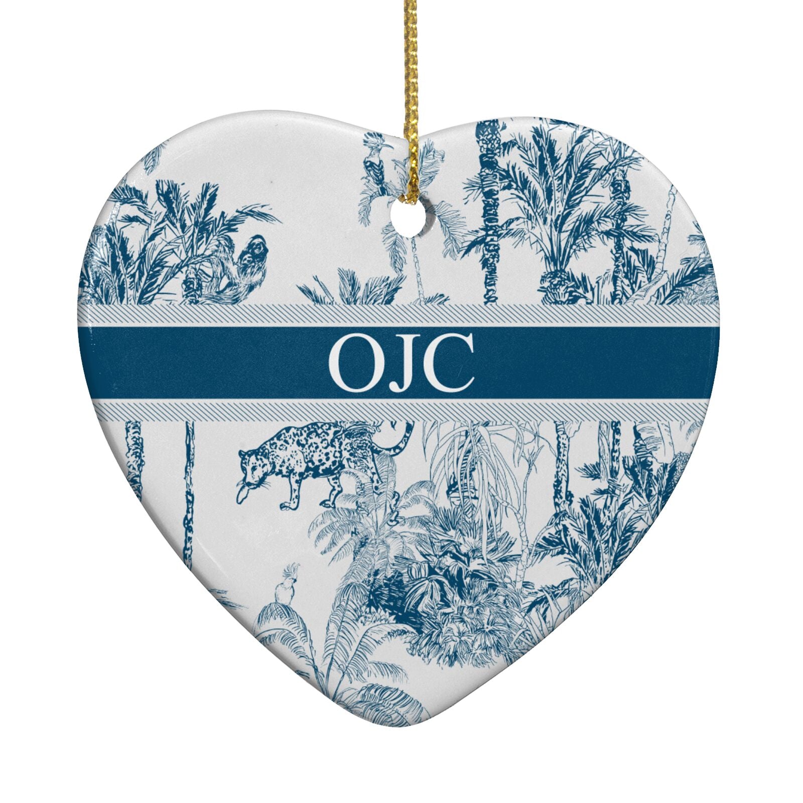 Personalised Tropical Toile Heart Decoration