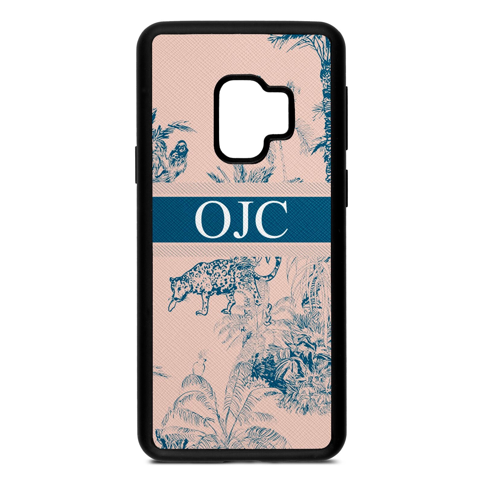Personalised Tropical Toile Nude Saffiano Leather Samsung S9 Case