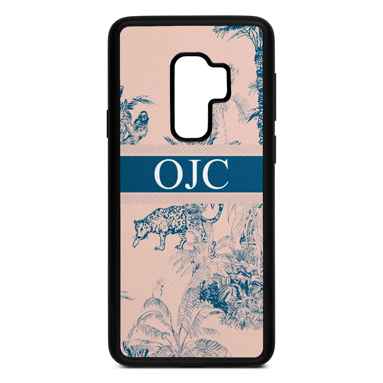 Personalised Tropical Toile Nude Saffiano Leather Samsung S9 Plus Case