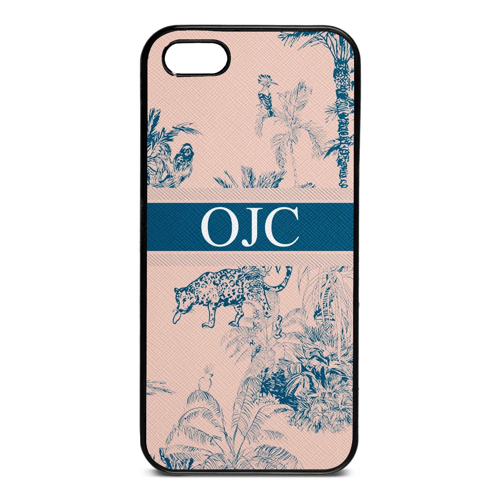 Personalised Tropical Toile Nude Saffiano Leather iPhone 5 Case