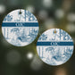 Personalised Tropical Toile Round Decoration on Christmas Background