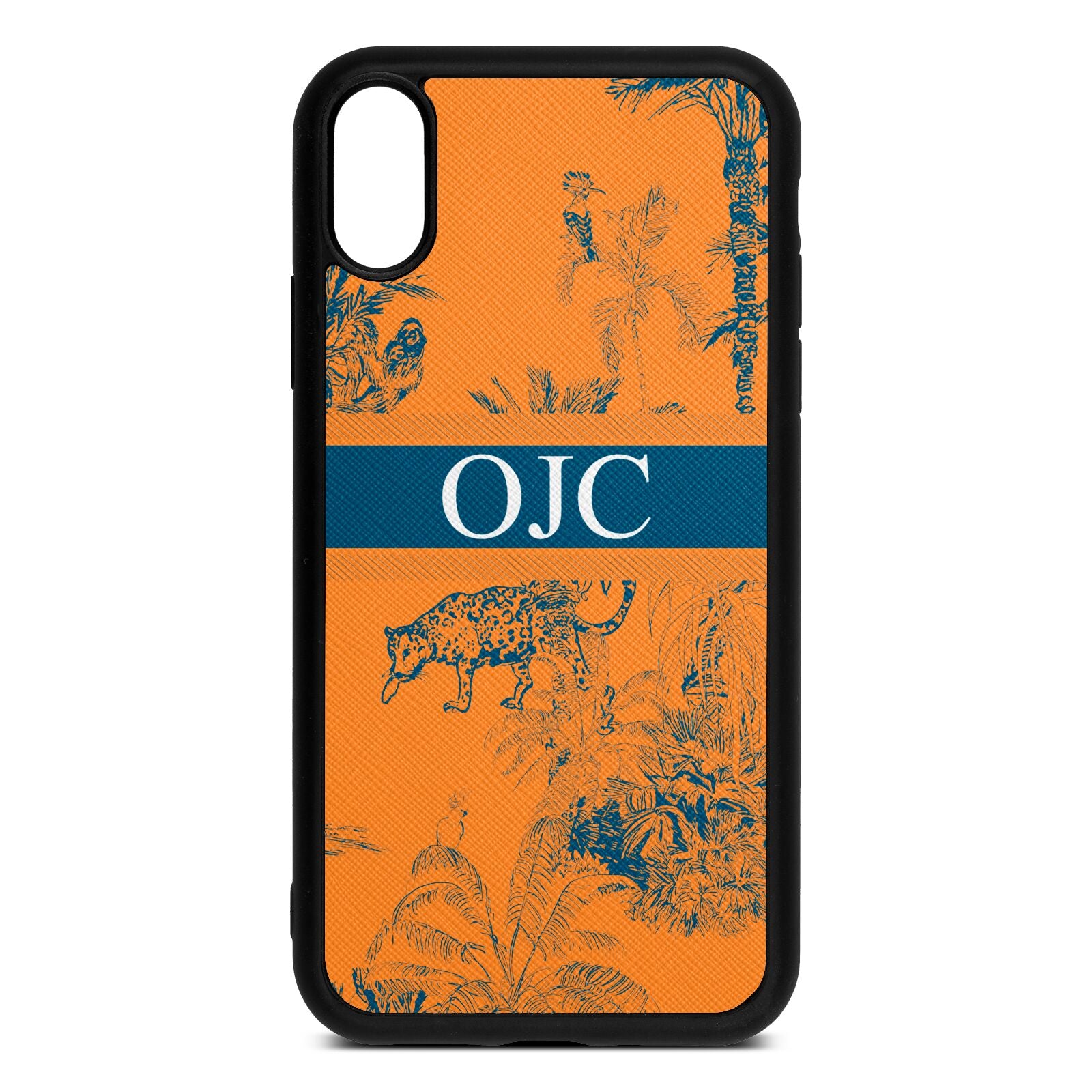 Personalised Tropical Toile Saffron Saffiano Leather iPhone Xr Case