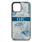Personalised Tropical Toile Silver Saffiano Leather iPhone 12 Pro Max Case