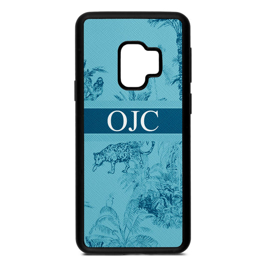 Personalised Tropical Toile Sky Saffiano Leather Samsung S9 Case