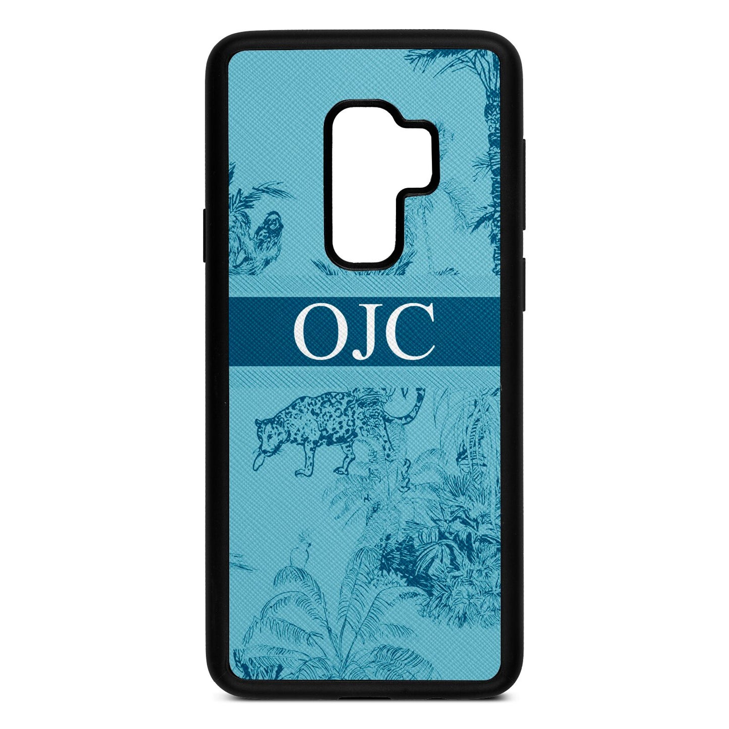 Personalised Tropical Toile Sky Saffiano Leather Samsung S9 Plus Case